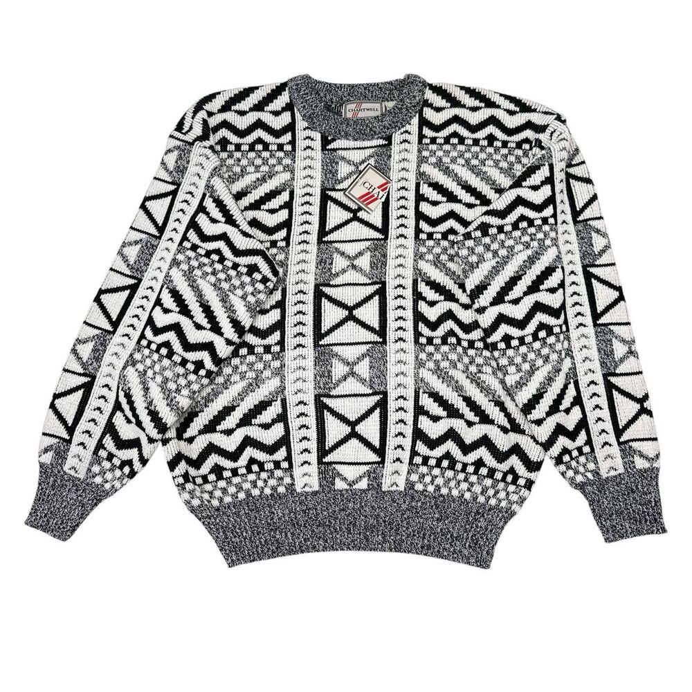 Vintage Chartwell Sweater Size XL Coogi Style Crewneck Pullover 90s‎ Geometric